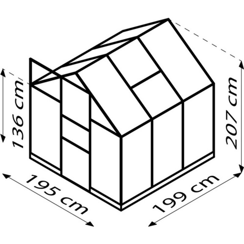 Vitavia Gewächshaus Eris 3800 in Schwarz mit ESG-Glas und Polycarbonat, B/H/T: 195,0 x 207,4 x 198,8 cm - Bild 4
