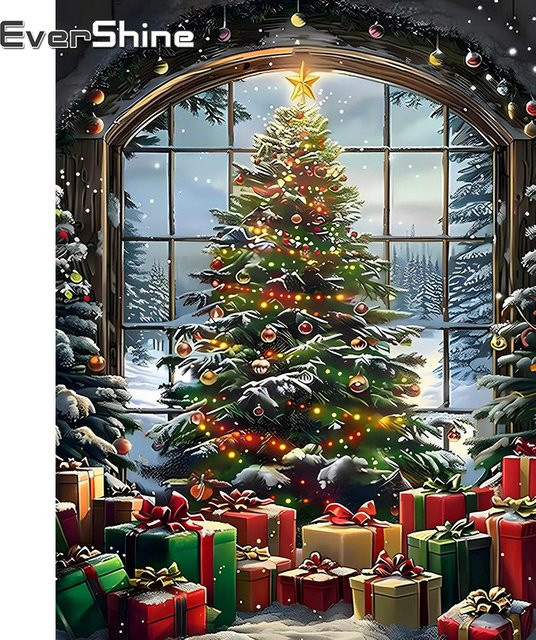 Evershine Diamant-Gemälde Weihnachten DIY-Mosaik Bastelset mit Schneelandschaft und Baum in Multicolour, B/H: 20 x 30 cm - Bild 1