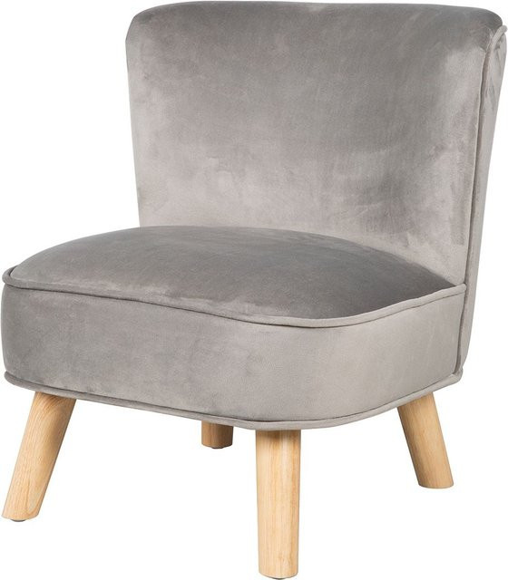 Roba Kindersessel in Grau mit Retro-Look aus Samt und Birkenholz, B/H/T: 44 x 48 x 50 cm - Bild 1