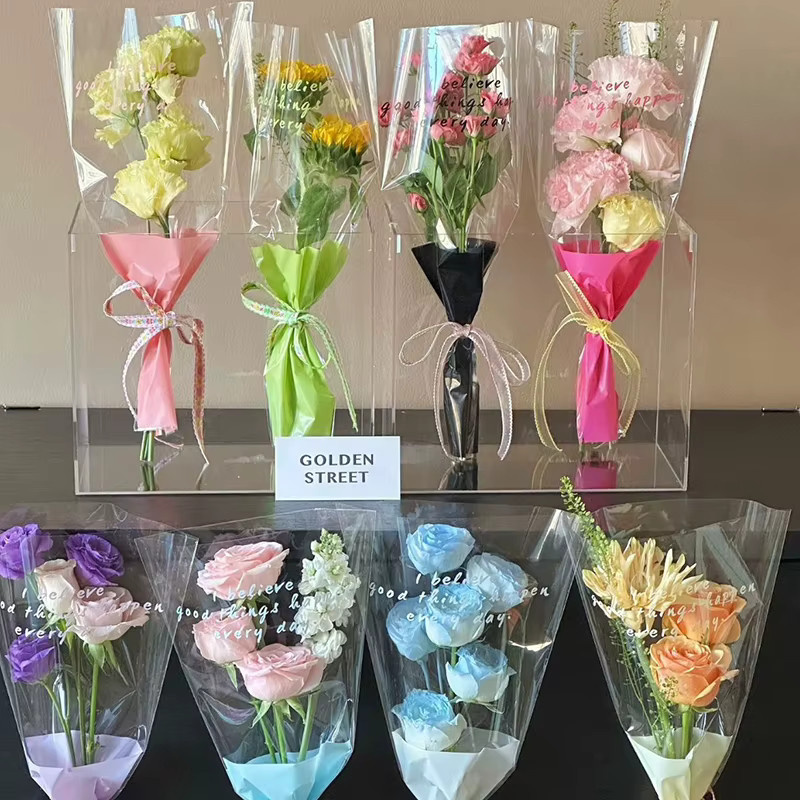 10 Stück transparente Zellophan-Blumenbeutel für einzelne Rosen von JETTING - Bild 1