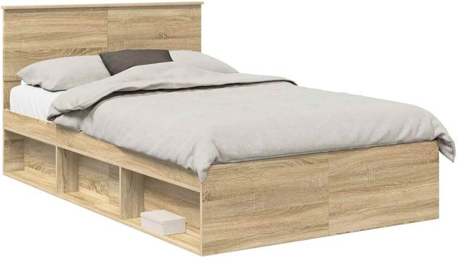 vidaXL Bettrahmen mit Kopfteil Sonoma Eiche in Braun, B/T/H: 120 x 190 x 90 cm - Bild 1