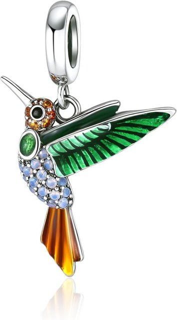 Charm-Perle Kolibri, Schwalbe, Eisvogel, Kupfer, Silber, Zirkonia, Damen - Bild 1