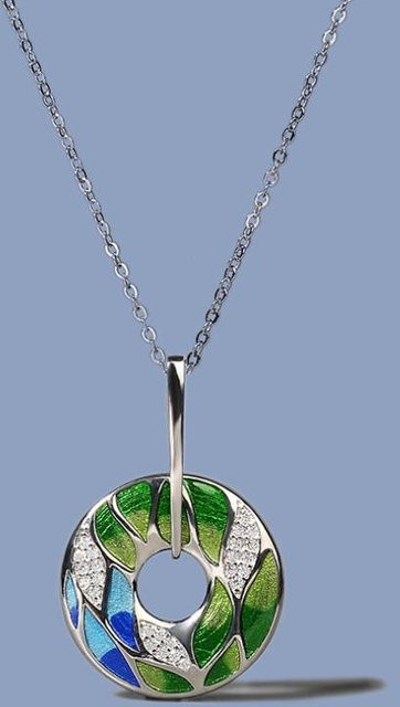 YIRAN Halskette Damen, Emaille Tropfenanhänger, Kupfer, gray, Unisex - Bild 1