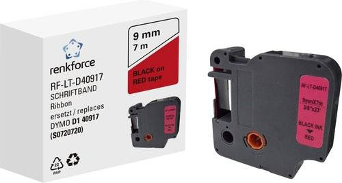 Renkforce RF-LT-D40917 Beschriftungsband kompatibel mit DYMO D1, Breite: 9 mm, Länge: 7 m, Farbe: Rot, Schriftfarbe: Schwarz - Bild 1