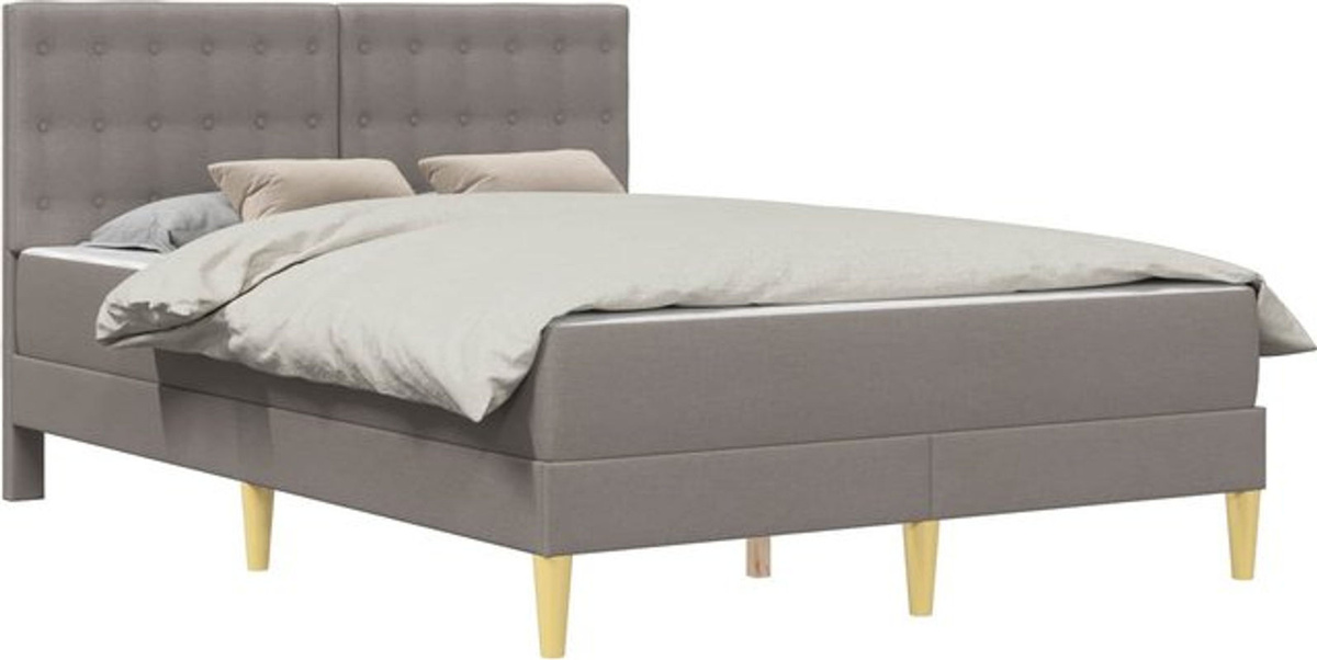 Polsterbett mit Kopfteil und Matratze von vidaXL in Taupe meliert, B/T/H: 140 x 200 x 96 cm - Bild 1