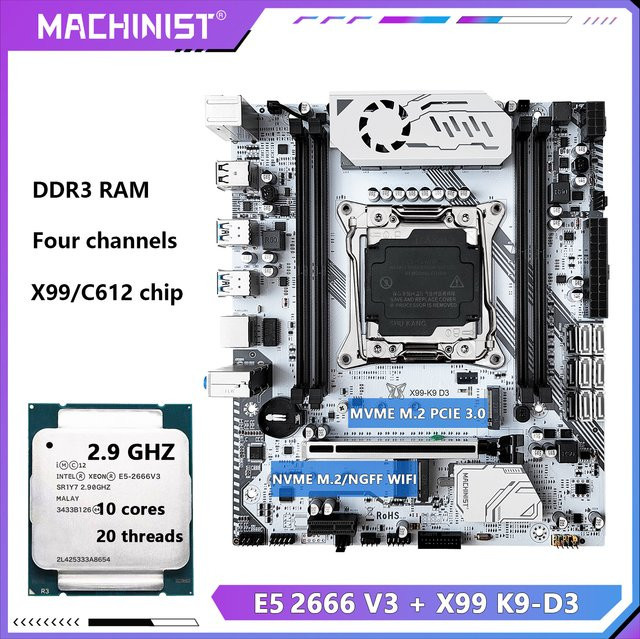 MACHINIST X99 K9-D3 Motherboard-Kit mit C612-Chip, M-ATX, unterstützt DDR3-RAM in Quad-Channel-Konfiguration - Bild 1