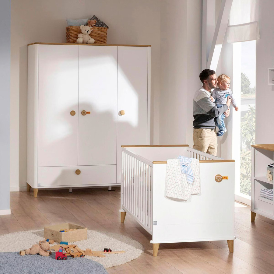 Paidi Babybett Lotte & Fynn aus Massivholz in Weiß und Eiche, B/T/H: 70 x 140 cm - Bild 1