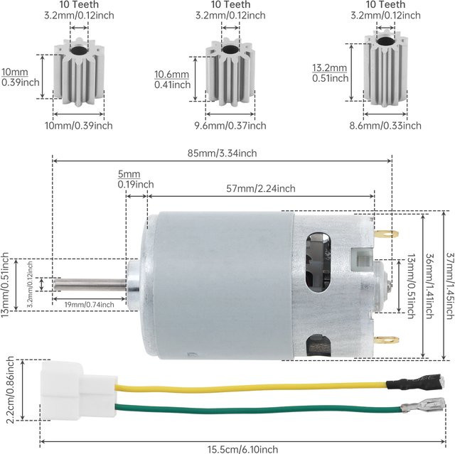 ChgImposs Elektroauto-Gleichstrommotor für Kinder, RS555, 24 V, 12000–40000 U/min, Upgrade mit 3 Gängen - Bild 1