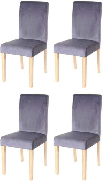 4er-Set Esszimmerstühle Littau von MCW aus Samt in Grau mit hellen Beinen - Bild 1
