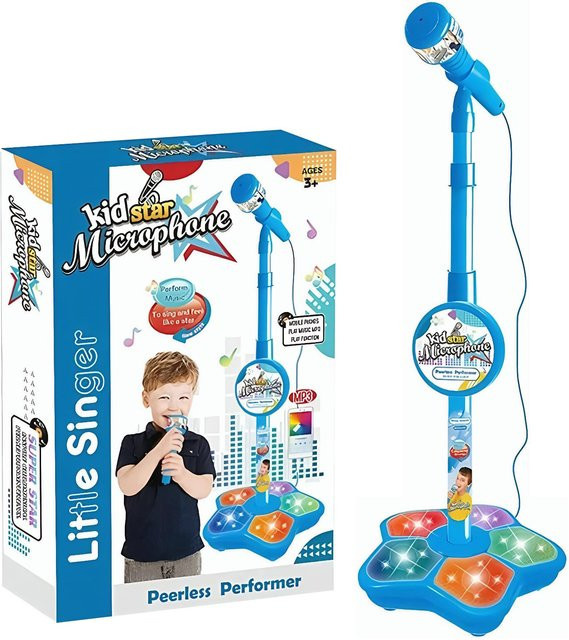 Topmix Mikrofonständer Karaoke Maschine, mit Musik & Licht, blau, ab 3 Jahre - Bild 1