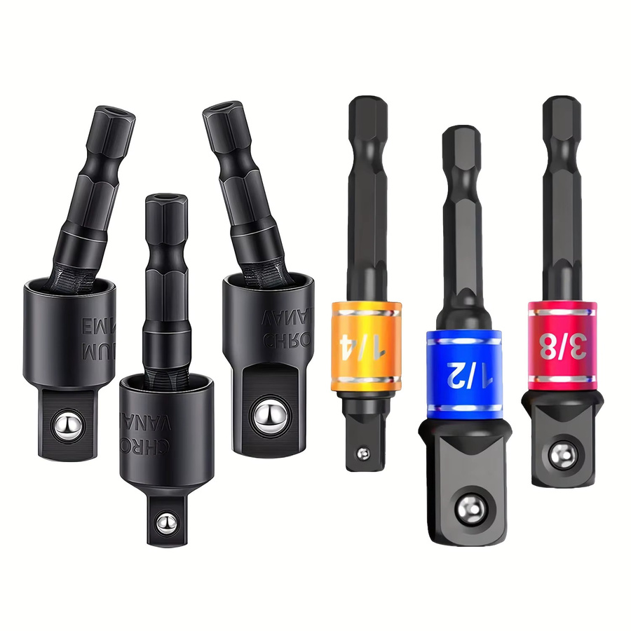 Steckschlüssel-Adapter-Set aus Stahl in Schlagqualität mit Sechskantschaft auf Vierkant-Steckschlüsselbohrer für Reparaturen zu Hause - Bild 5