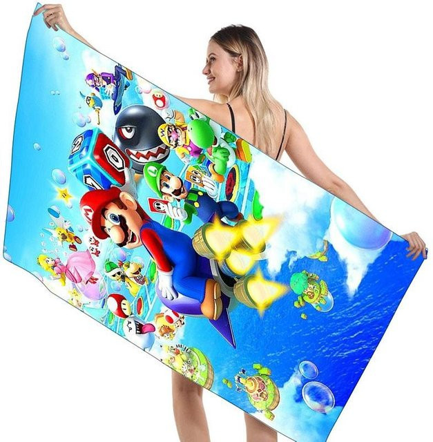 HauteHive Kinder Strandtuch Mario in Blau, superweich und schnelltrocknend - Bild 1