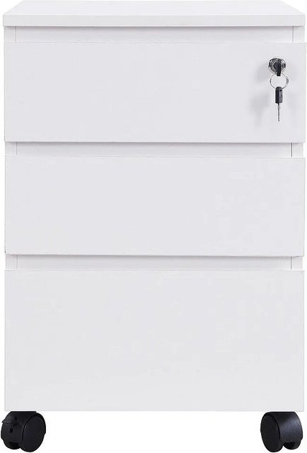 Rollcontainer Olberda Weiß mit Rollen für das Büro, B/T/H: 40 x 45 x 60 cm - Bild 1