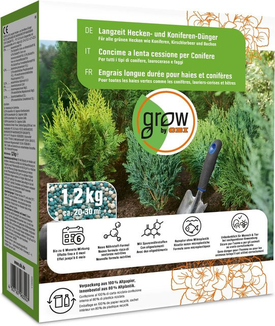 GROW by OBI Langzeit Hecken- und Koniferen-Dünger, 1,2 kg - Bild 1