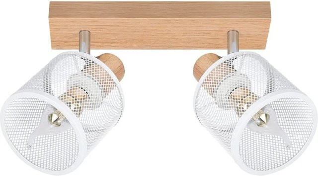NETTLIFE Deckenstrahler aus Holz und Metall in Weiß, verstellbar, 2x E14 - Bild 1