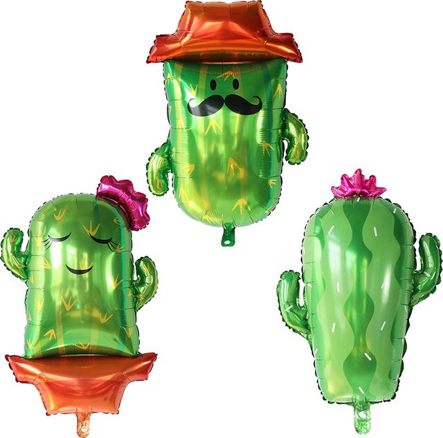 3 Stück LQVYI Kaktus Folienballons in Grün für Geburtstag, Karneval, Hochzeit und Valentinstag - Bild 1