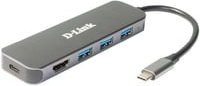 D-Link DUB-2333 Multiport Hub Dockingstation mit USB-C, HDMI 4K UHD und USB-A in Anthrazit - Bild 1