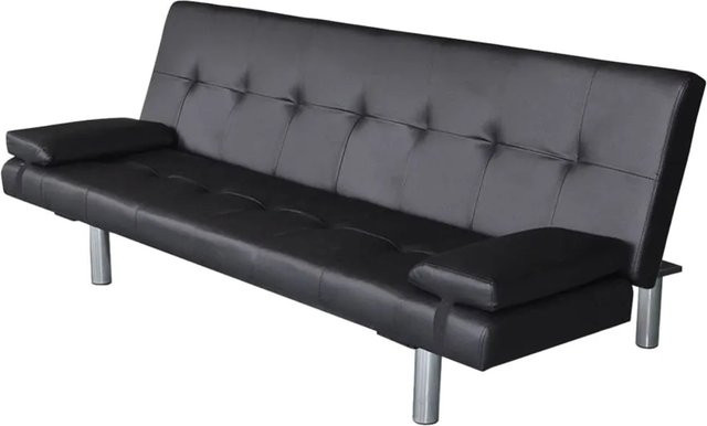 vidaXL Schlafsofa Click-Clack aus Kunstleder mit Holzrahmen in Schwarz - Bild 1