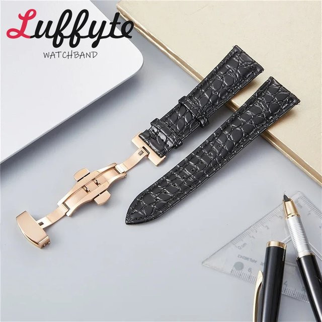 luffyte Uhrenarmband Kunstleder, Krokodilmuster, Herren, 18 mm, 20 mm, 22 mm, 24 mm - Bild 1