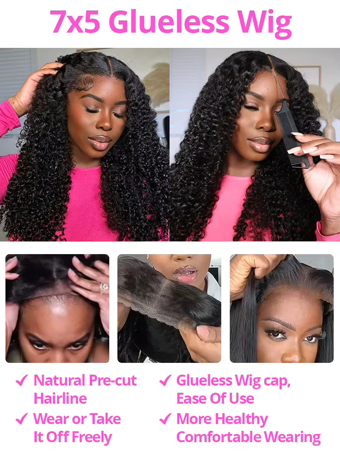 AMYTUD Echthaarperücke Deep Wave, 30-40 Zoll, Damen, Lockiges Haar - Bild 3