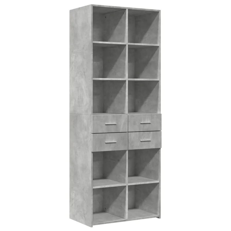 vidaXL Highboard modern in Betongrau mit Türen und Schubladen, B/T/H: 70 x 42,5 x 185 cm - Bild 2