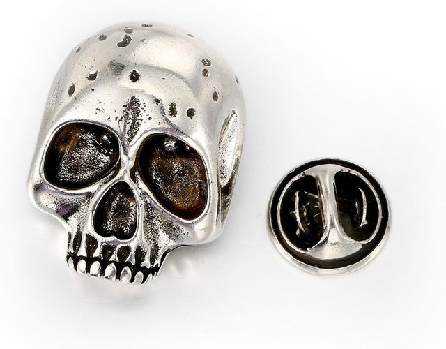 Brooch Totenkopf, Messing, Silber, Unisex - Bild 1