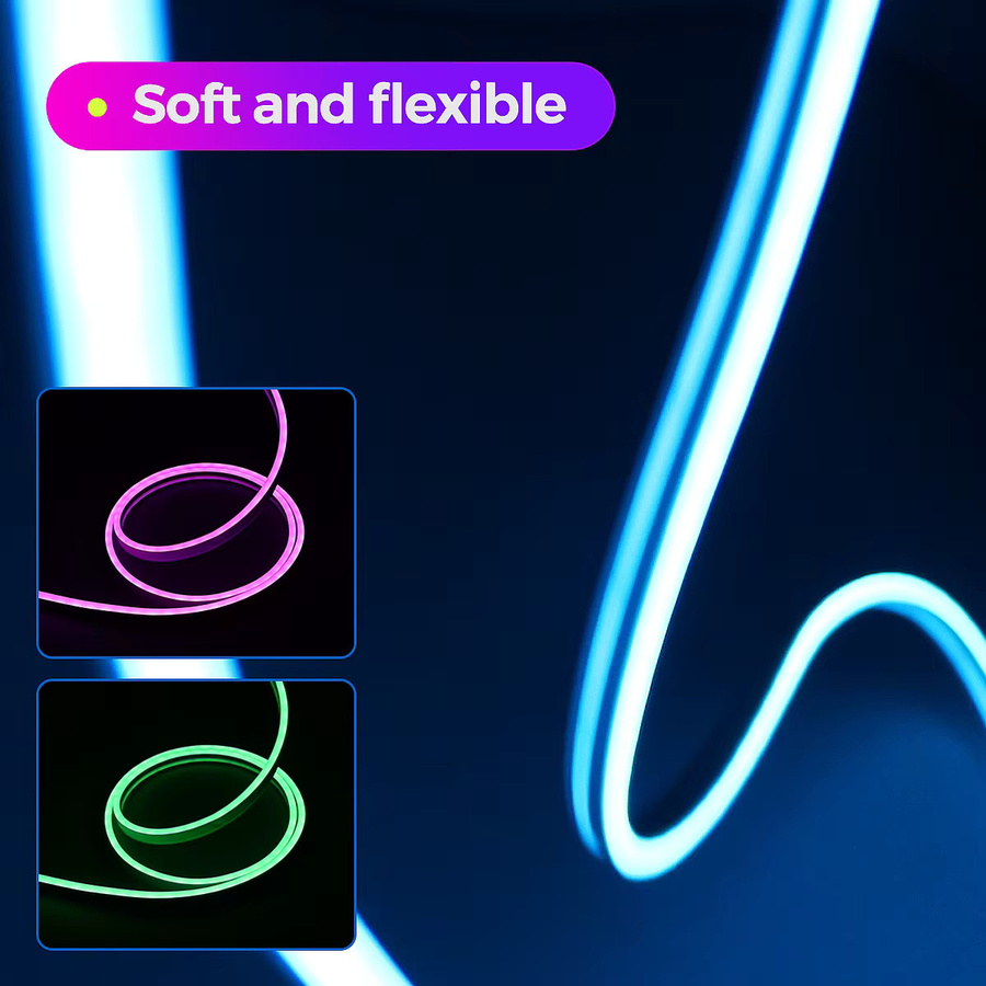 Flexibles RGB LED Neon Lichtseil mit App-Steuerung und Musik-Sync, 10m, Multicolour - Bild 3