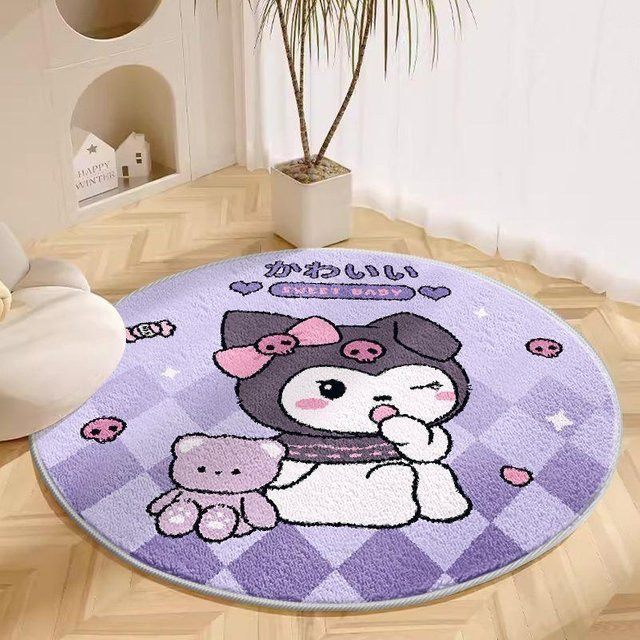 Runder Plüschteppich Yiran Furniture in Lila mit Cartoon-Design, Durchmesser: 60 cm - Bild 1