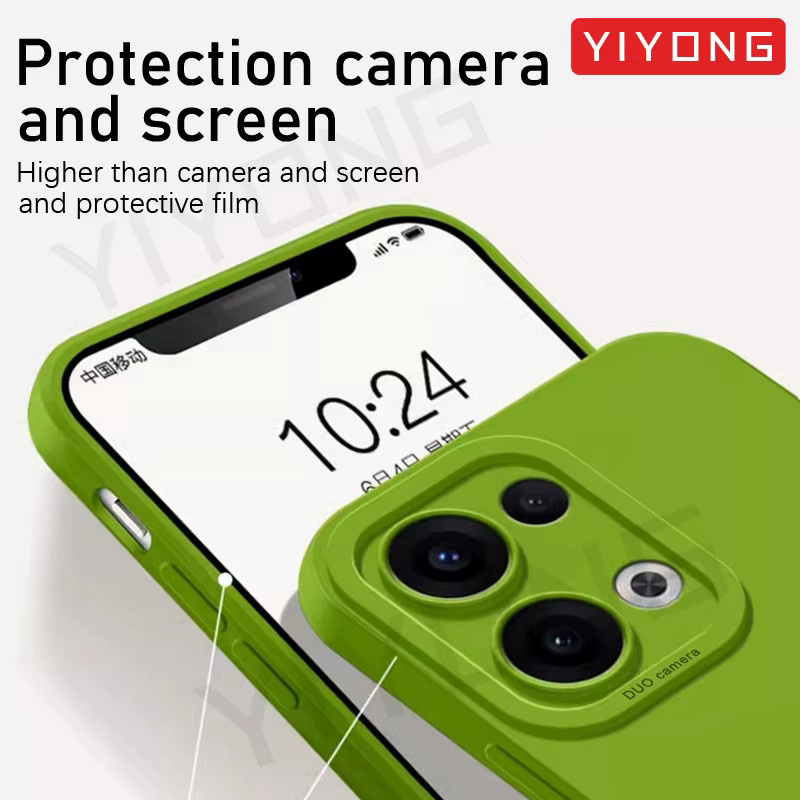 YIYONG Silikon Softcover für Oppo Reno 13 Pro, Reno 14 5G und 14 Pro, Stoßfestes Flüssigsilikon-Telefoncase in Grau und Grün - Bild 3