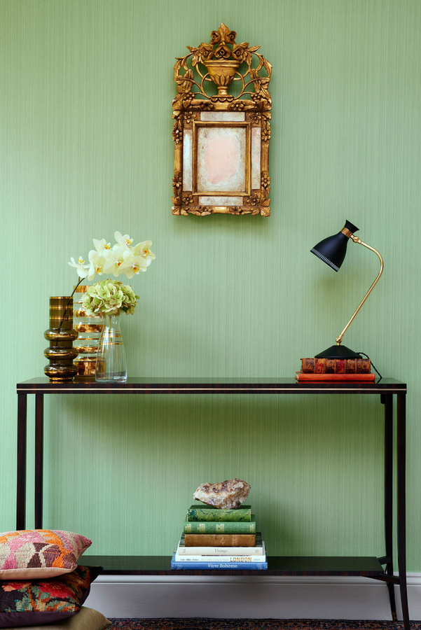 Cole & Son Tapete Jaspe in Grass Green mit abstraktem Streifenmuster aus Vlies - Bild 1