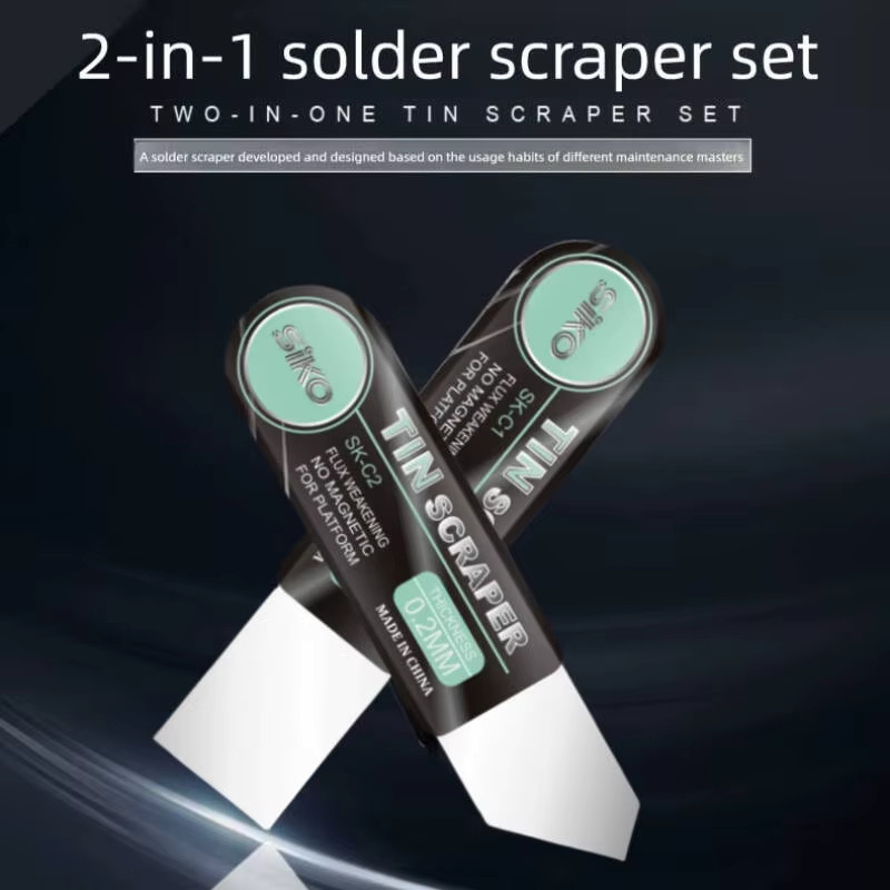SiKO 3er-Set Zwei-in-Eins-Blechschaber SK-C3 C4 mit ergonomischen flachen und schrägen Schabern für professionelles Löten und DIY-Projekte - Bild 2