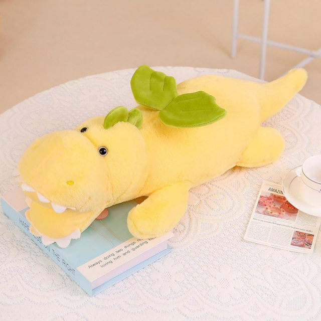 Yiran Health & Beauty Dinosaurier Triceratops Plüschtier, Weißer Drache, 65cm - Bild 1