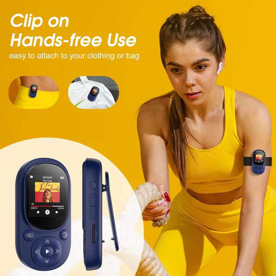 MECHEN Mini MP3-Player mit 32GB Speicher, Bluetooth 5.3, FM-Radio und Aufnahmefunktion, Tragbarer Musik-Player in Blau - Bild 3