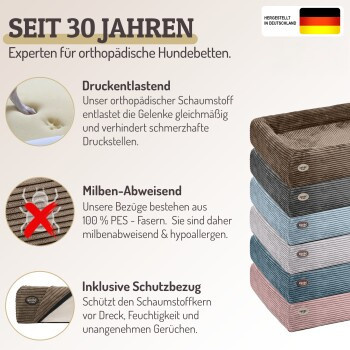 SABRO Hundebett KUDDE aus Cord in Braun mit orthopädischem Schaumstoff und abnehmbarem Bezug, B: 150 cm - Bild 3