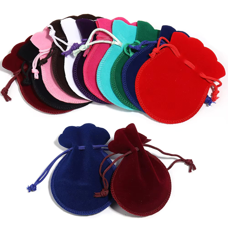 10er Set bunte Samt Geschenktaschen in Kürbisform mit Kordelzug für Schmuck und Geschenke - Bild 3