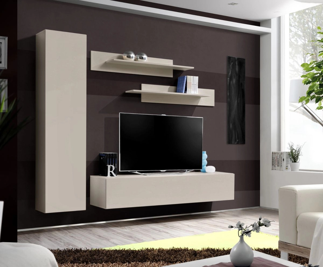 Moderne Wohnwand Inn.Furn in Kaschmir Beige mit Lowboard, Wandregal und Schränken, Breite: 210 cm - Bild 2