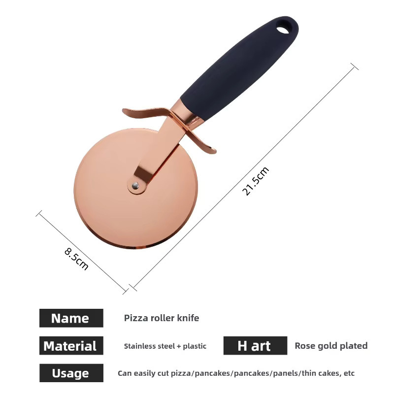PDQ Pizza-Rollroller und Pfannkuchenschneider aus Edelstahl in Roségold und Grau - Bild 2