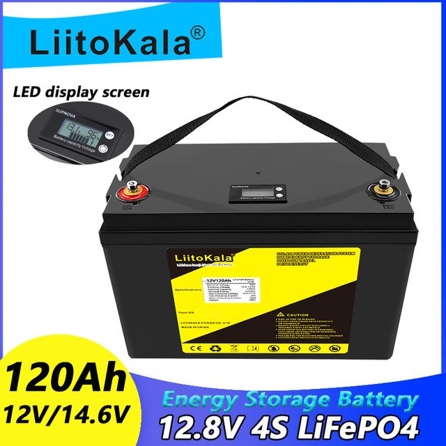 LiitoKala LiFePO4 Batterie 12V in Schwarz für Wohnmobile, Golfwagen und Solarenergie - Bild 1