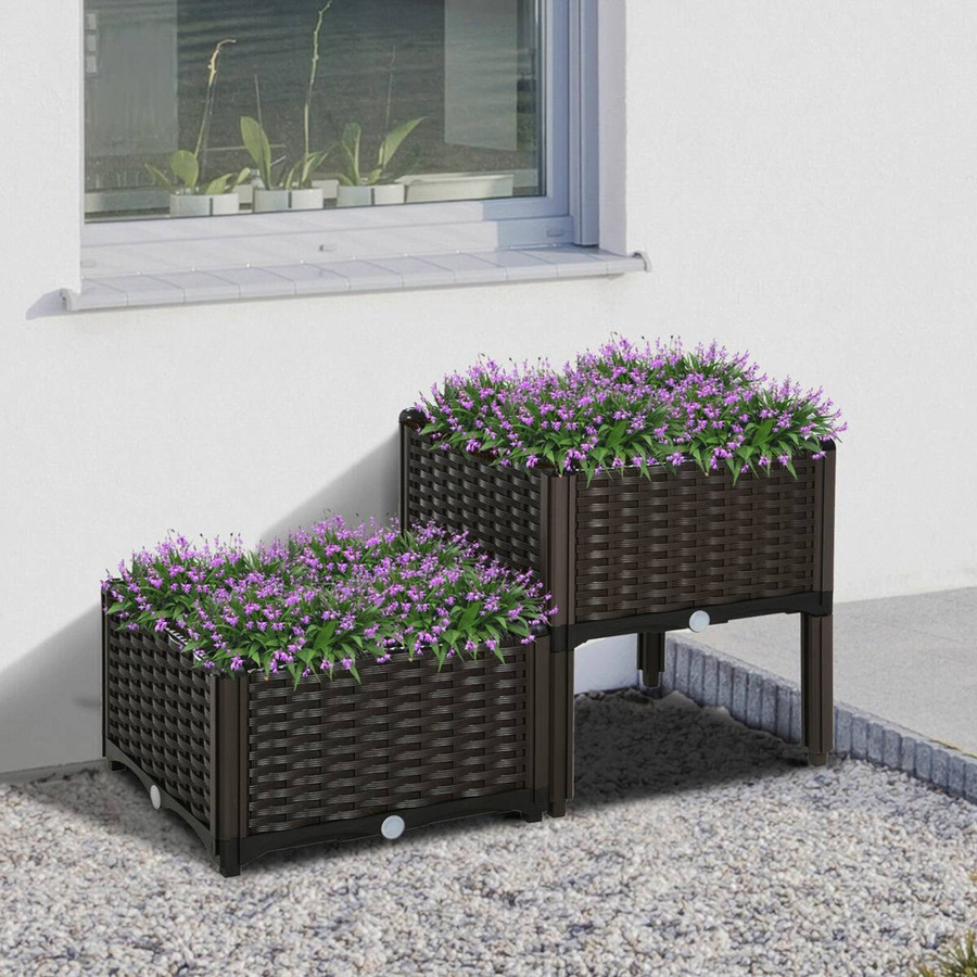 Outsunny Hochbeet aus Kunststoff in Braun, B/H/L: 40 x 44 x 40 cm - Bild 5