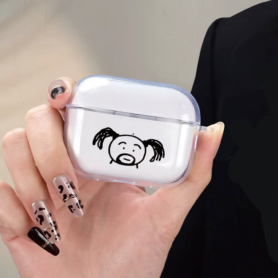Personalisierte AirPods Schutzhülle mit Cartoon-Design und großen Augen für Apple AirPods 4, AirPods 3, AirPods 2 und AirPods Pro, transparent - Bild 2