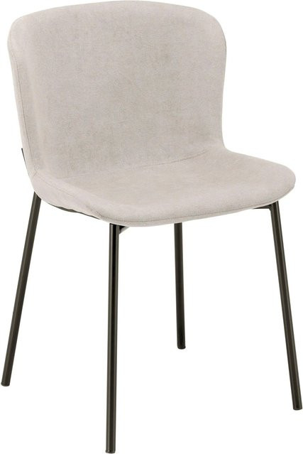 Bessagi Home Stuhl Noemie Beige Webstoff Gepolstert mit Metallgestell - Bild 1