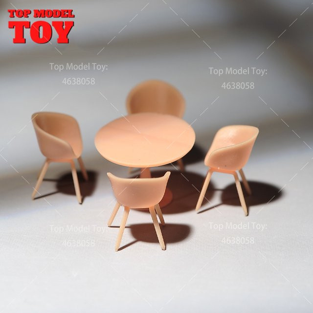 MAK Tisch und Stuhl Set, Unbemalte Miniaturen, Universal Szene, 1/64 1/43 1/87 Maßstab - Bild 1