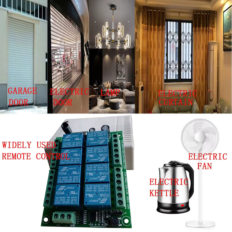 xuanlongyuan 8-Kanal Funkfernbedienung mit 433 MHz Empfänger und LED-Lichtschalter, 10A Relaisausgang, DC 12V 24V - Bild 2