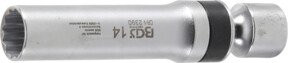 BGS Zündkerzen-Gelenkeinsatz Zwölfkant mit Haltefeder, Antrieb 10 mm (3/8 Zoll), Schlüsselweite 14 mm, Silber - Bild 1