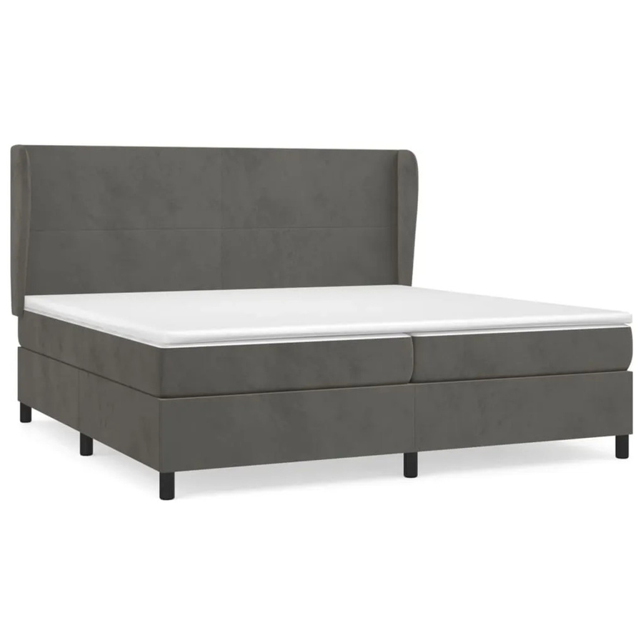 vidaXL Boxspringbett mit Matratze in Dunkelgrau aus Samt, Hybrid-Design mit Taschenfederkern, B/T/H: 200 x 200 x 118 cm - Bild 2