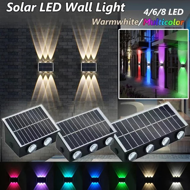VENUSWING Solar-LED-Strahler für den Außenbereich in Schwarz mit Up-and-Down-Beleuchtung für Garten und Balkon - Bild 1