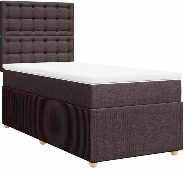 vidaXL Boxspringbett Hybrid mit Matratze Dunkelbraun B: 90 cm, T: 190 cm - Bild 1