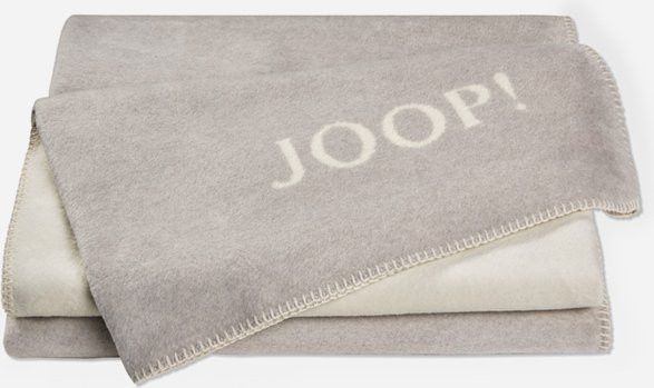 Wohndecke JOOP! UNI-DOUBLEFACE in Rauch-Ecru, reversible zweiseitige Baumwoll-Fleece-Decke in Grau und Beige - Bild 1