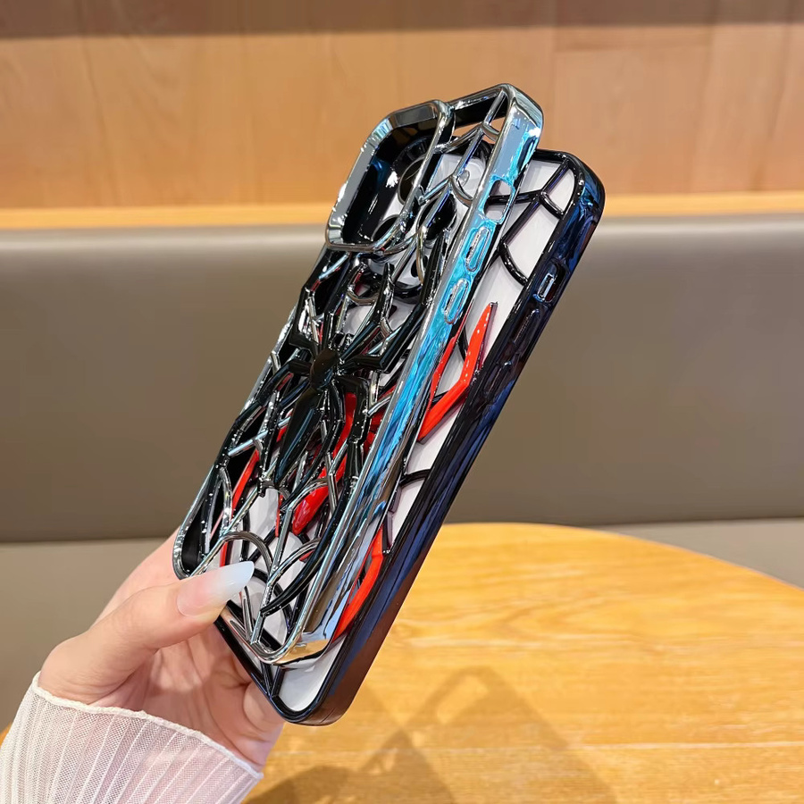 Lustige 3D-Hohlspinnen-Schutzhülle aus weichem TPU für Apple iPhone 12 bis iPhone 17 Pro Max in Schwarz oder Rot - Bild 3