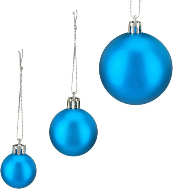 Relaxdays Christbaumkugeln 100er Set in Petrol, glänzend, matt und glitzernd aus Kunststoff, 3 Größen von 4 cm bis 7 cm - Bild 1